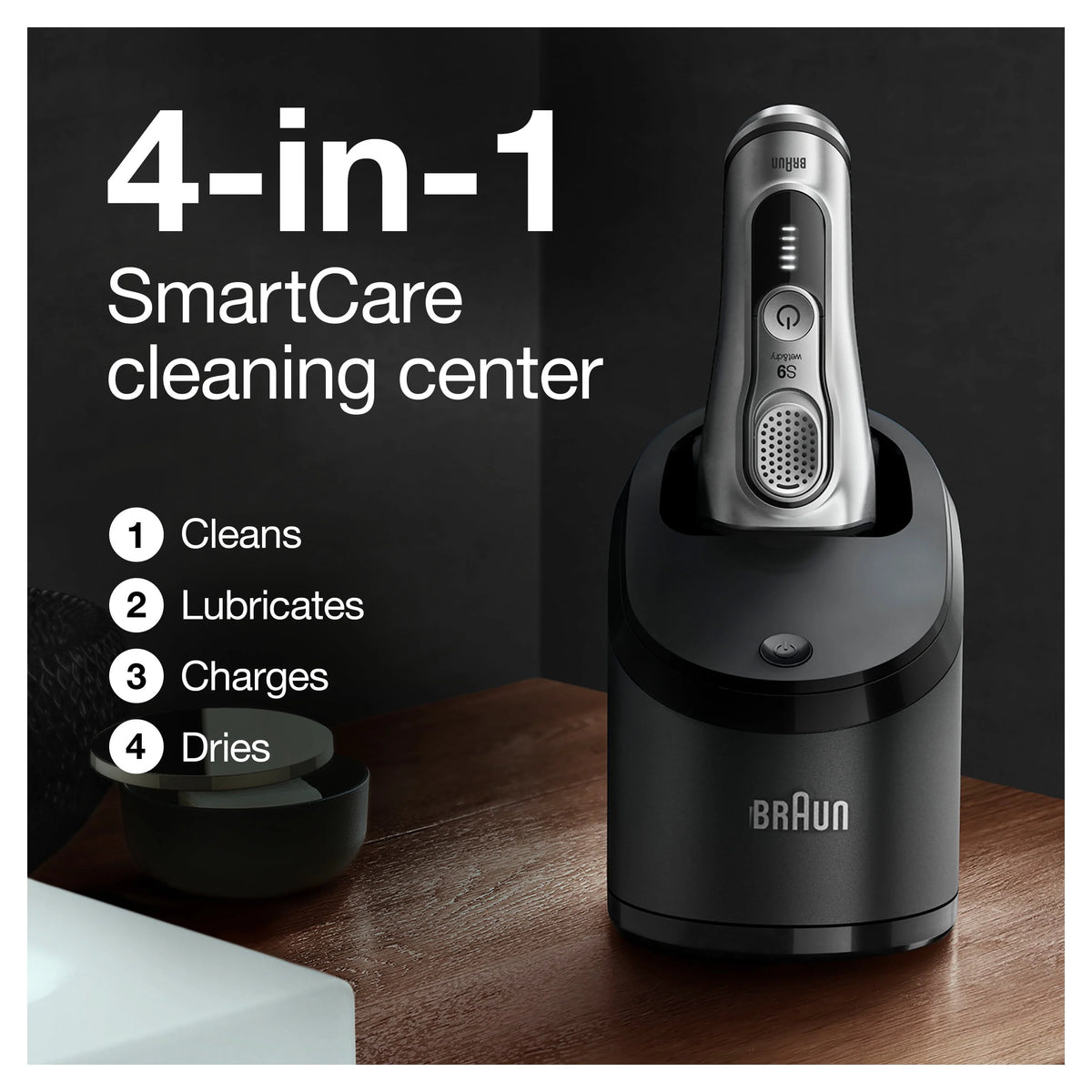 Wet Dry Rechargeable Electric Shaver with Clean Station B826