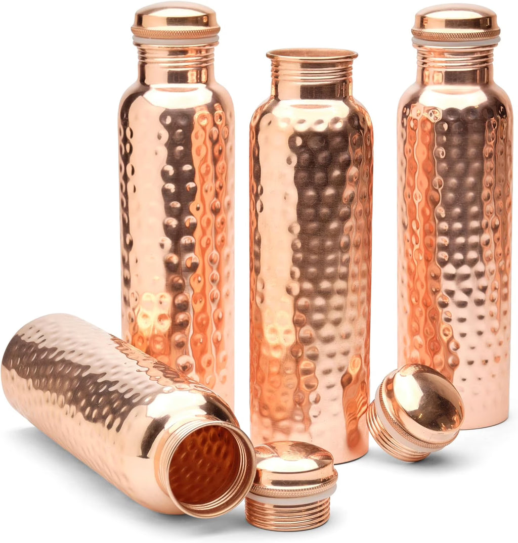 Hammered Copper Water Bottle Set of 4 K766
