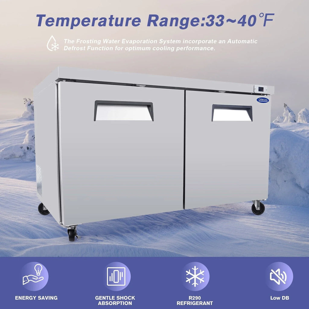 60" Stainless Steel Undercounter Work Top Refrigerator 18Cu.Ft B6071