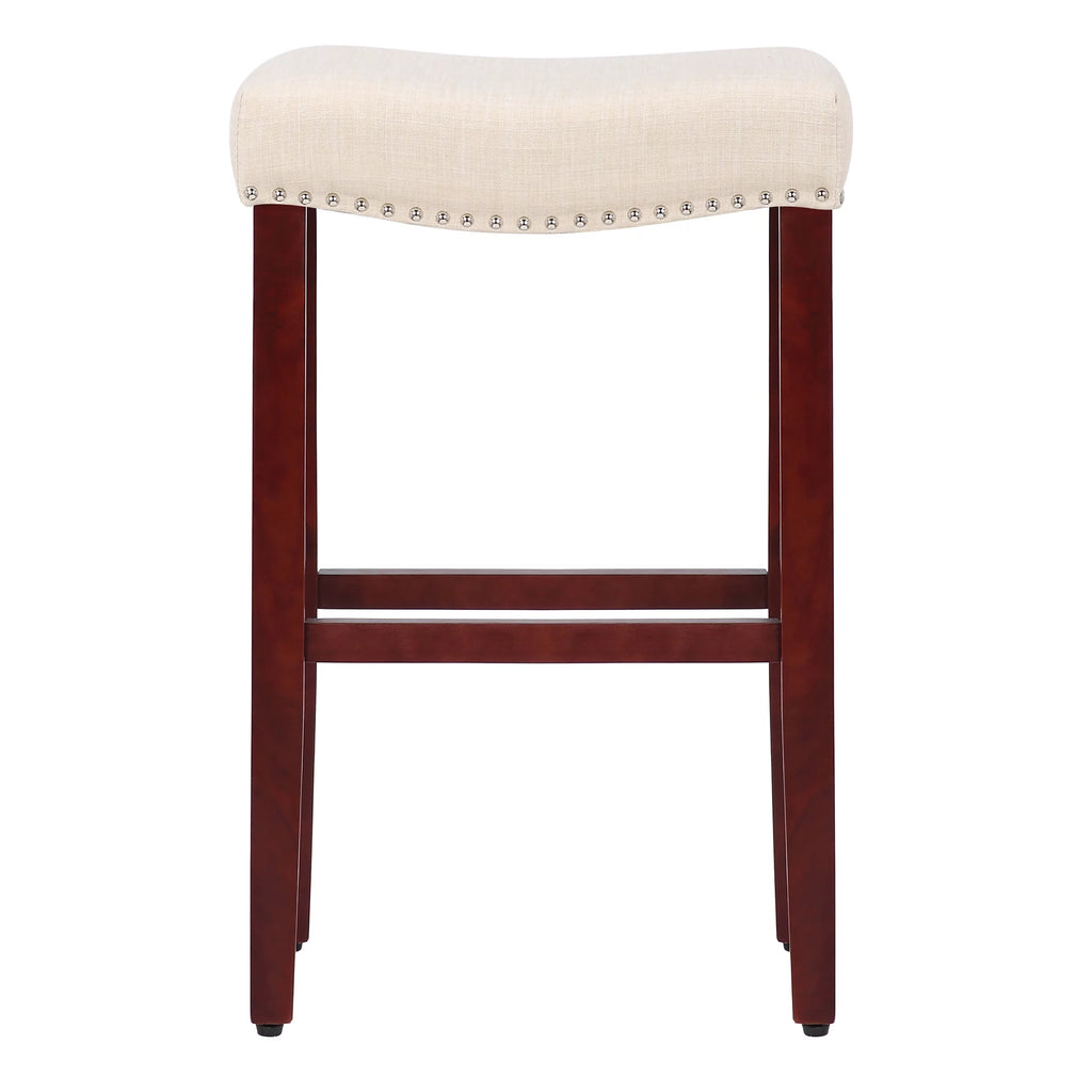 29 Inch Beige Upholstered Wood Bar Stools Z2893