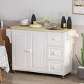 3-Drawer Kitchen Island Cart with Foldable Solid Wood Top E104