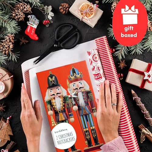 2 Pack 12 Inch Wooden Nutcracker Christmas Decor I827