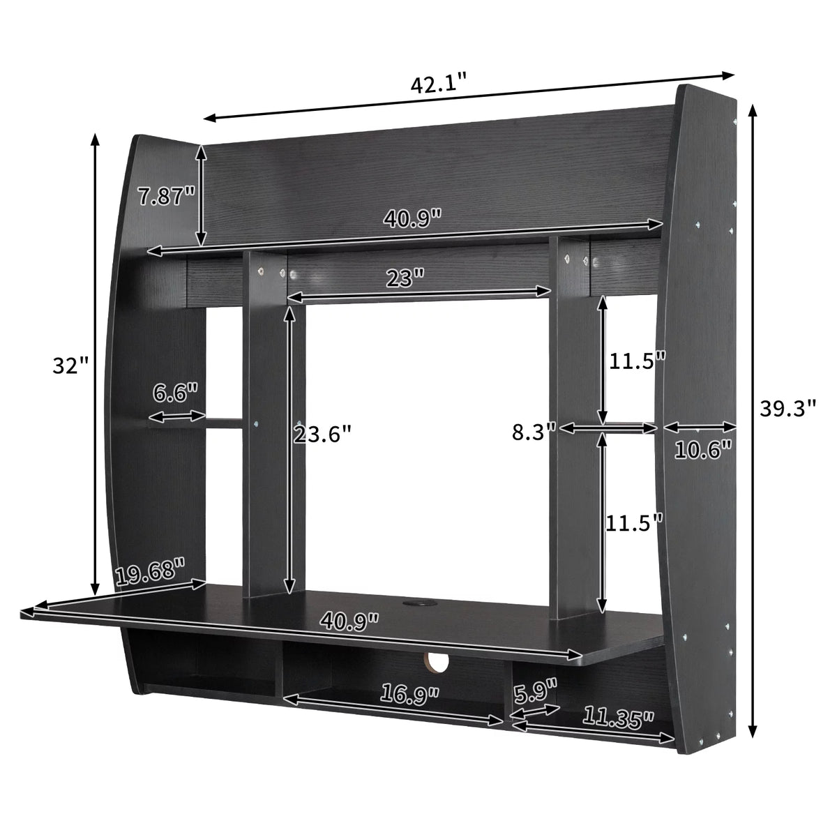 Floating Wall Mounted Computer Desk with Storage W9683
