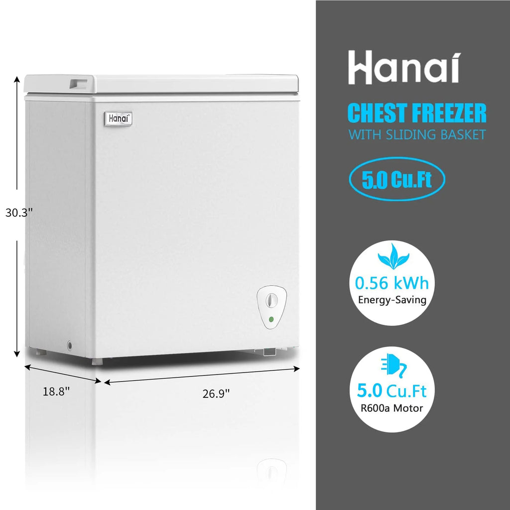 5.0 Cubic Chest Freezer with Removable Storage Basket H140400