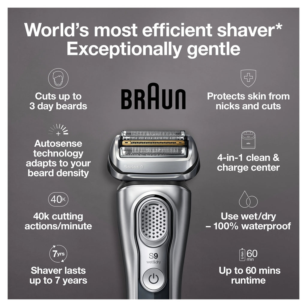 Wet Dry Rechargeable Electric Shaver with Clean Station B826