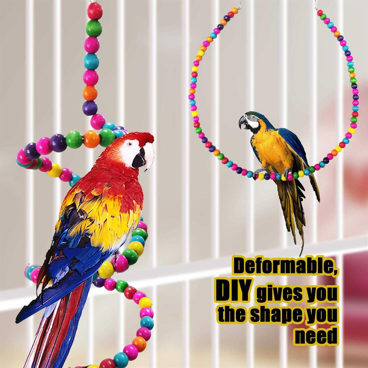 7 Pcs Colorful Bird Toys Cage Hammock Swing Climbing Ladders Chewing Toy Mirror Hanging Bell Wooden Perch K2613
