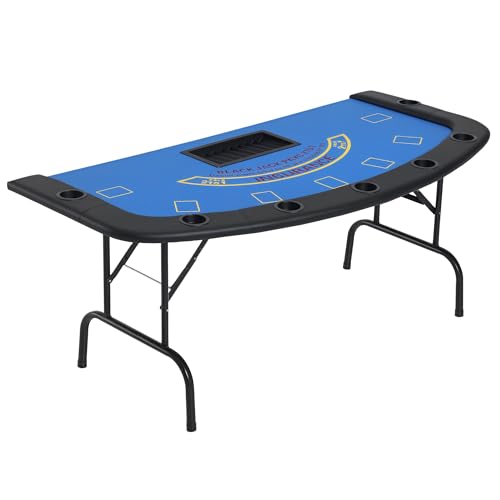 Foldable Poker Table for 7 Players with Chip & Cup Holder N35596