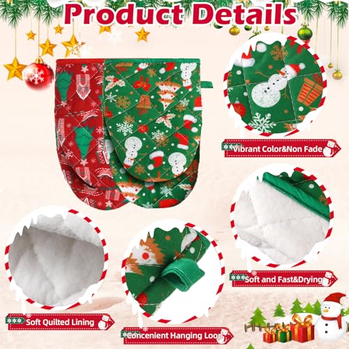2 Pcs Christmas Mini Oven Mitt Pot Holders Y3979
