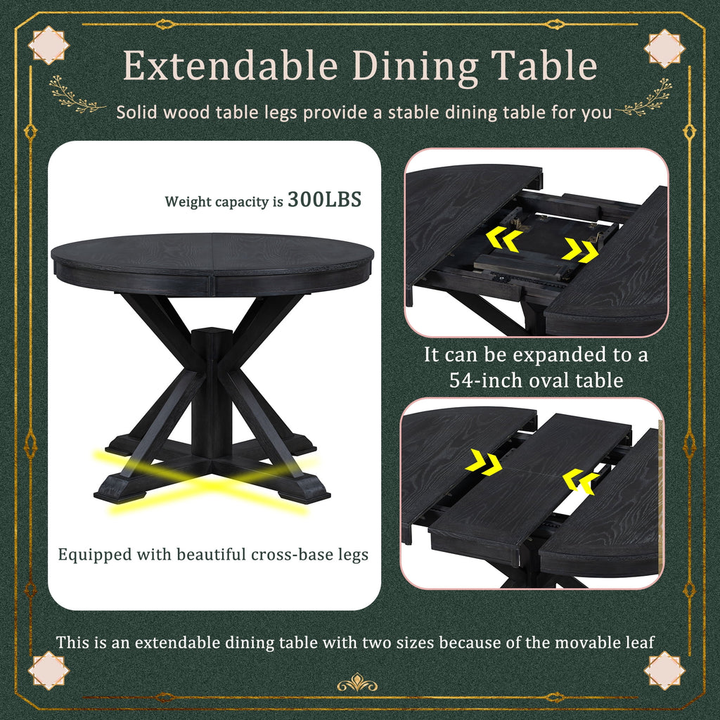 Extendable Dining Table Set with 4 Upholstered Chairs S782