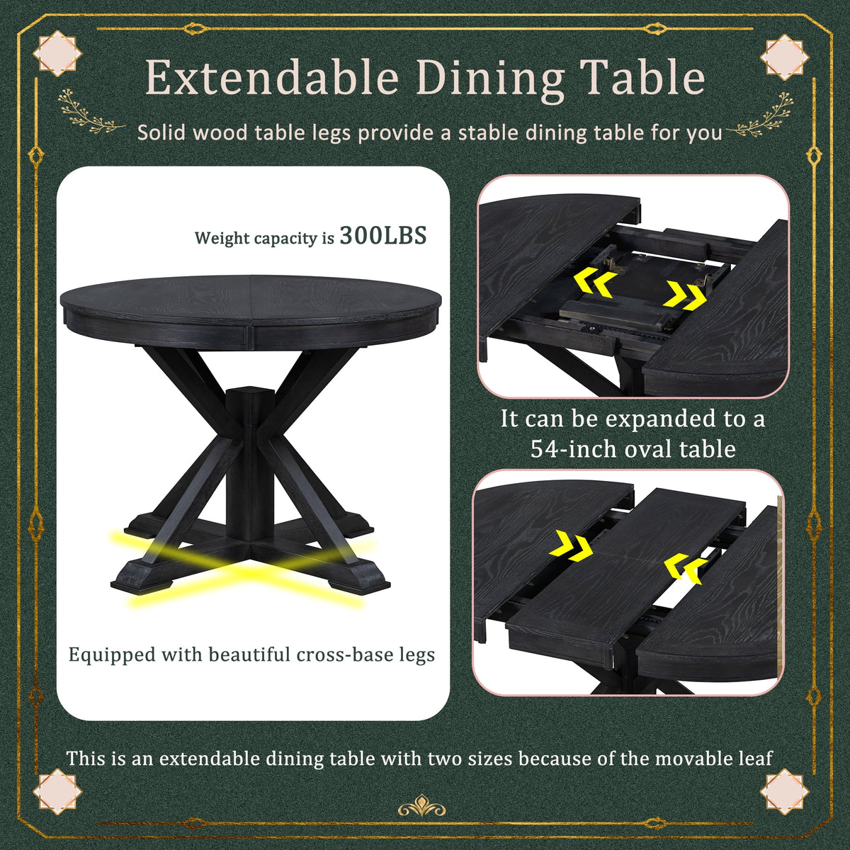 Extendable Dining Table Set with 4 Upholstered Chairs S782