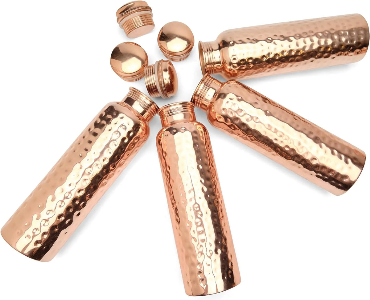 Hammered Copper Water Bottle Set of 4 K766