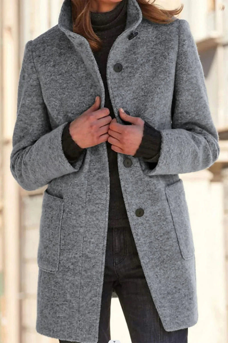 Solid Color Mandarin Collar Outerwear P52023