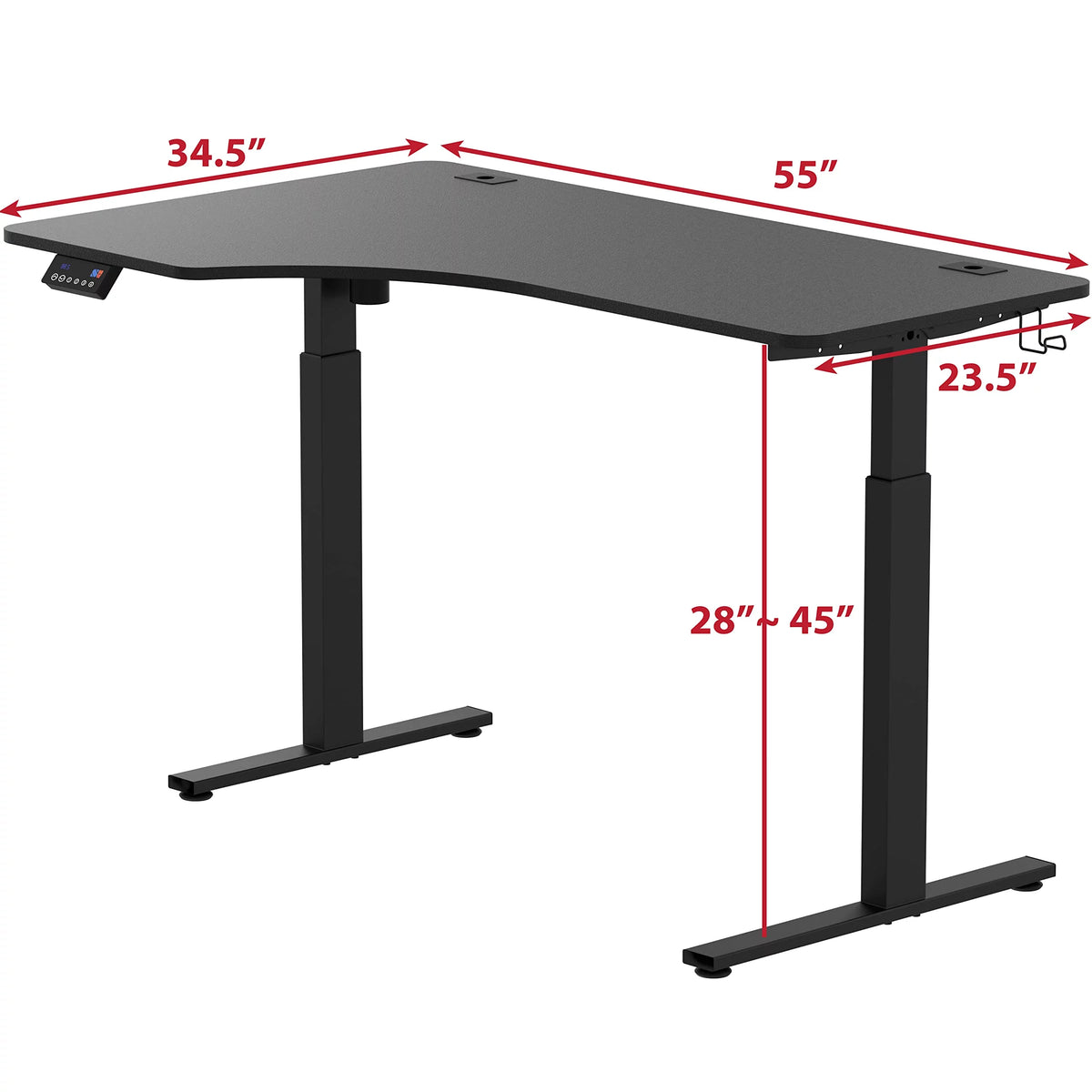 55-Inch L-Shaped Electric Height Adjustable Standing Desk, Black O887