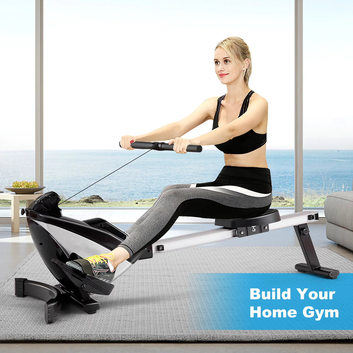 Magnetic Rowing Machine with LCD Display and Adjustable Resistance N244
