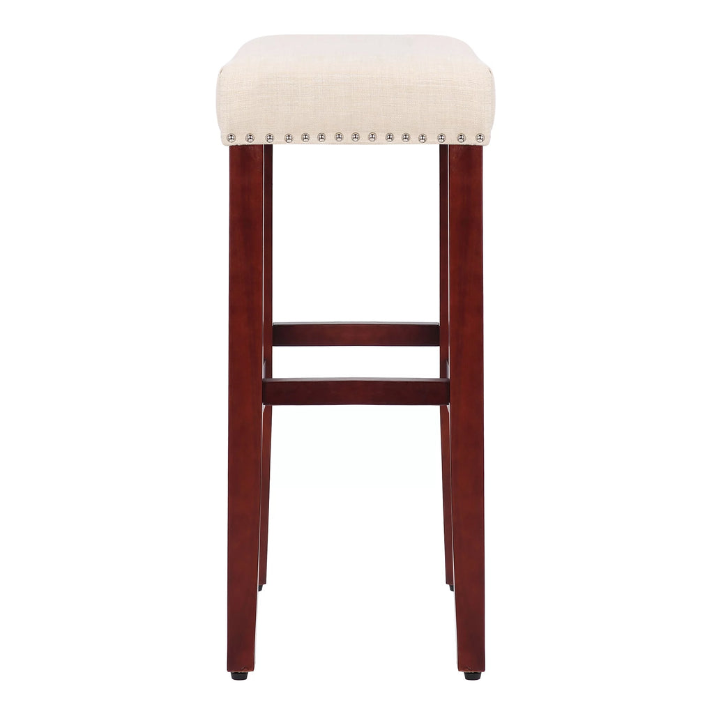 29 Inch Beige Upholstered Wood Bar Stools Z2893