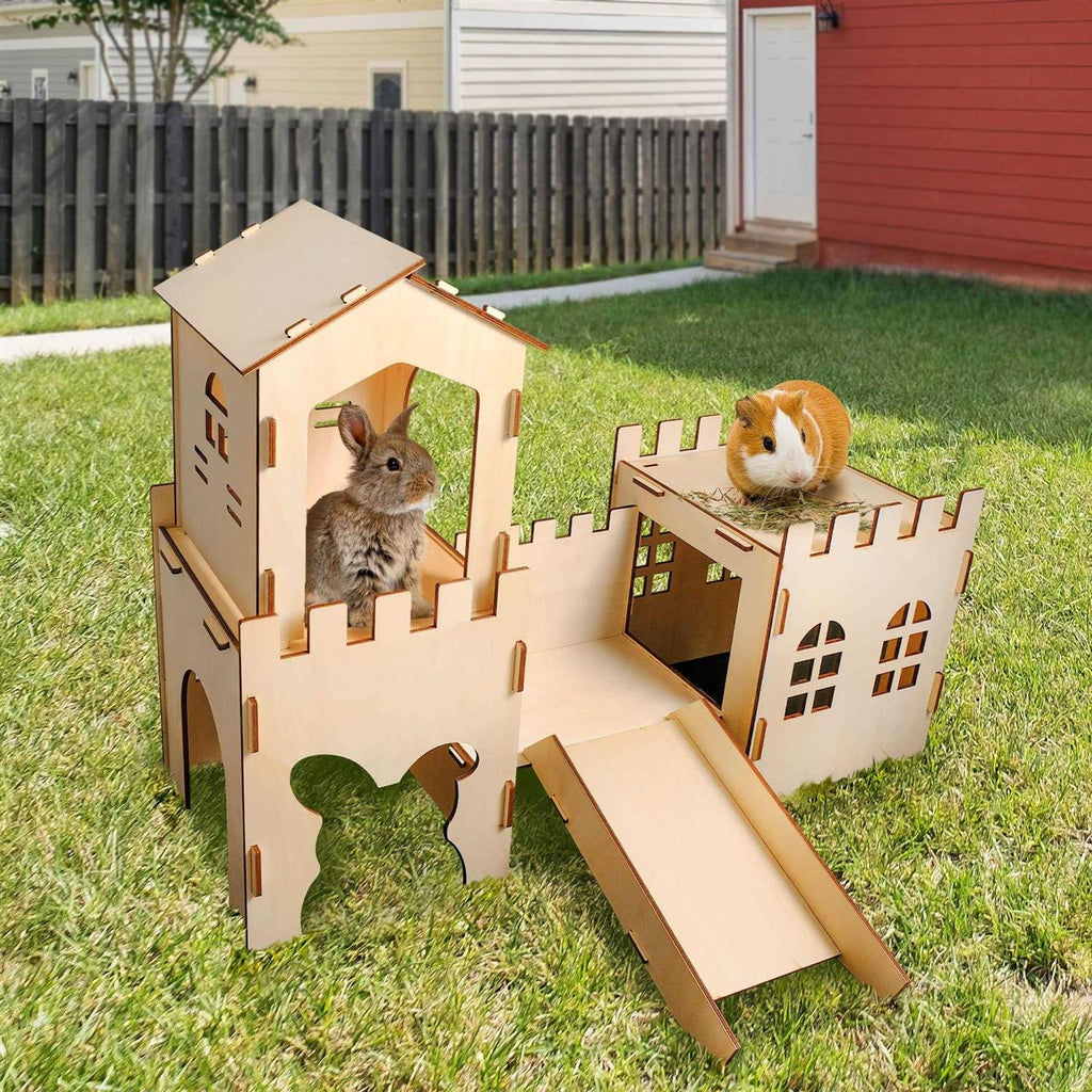 Large Wooden Rabbit Hideaway Tunnel and Bed Small Animal Hut O6729