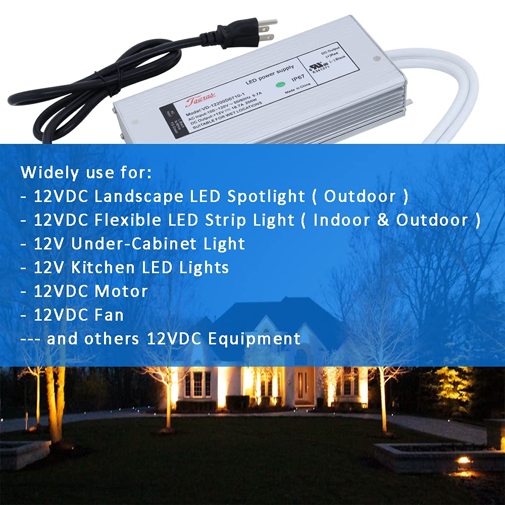12V 200W Low Voltage Transformer IP67 Waterproof LED Driver Power Supply 200 Watts Adapter 110V AC to 12V DC Pack of 2 U2936