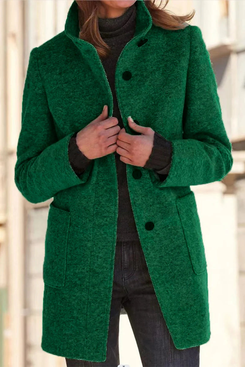 Solid Color Mandarin Collar Outerwear P52023
