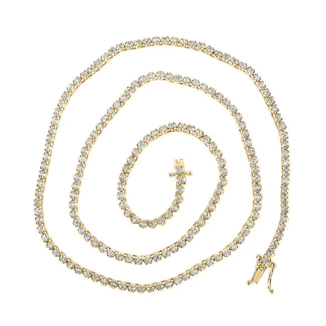 10K Yellow Gold Diamond Tennis Chain Necklace R4018