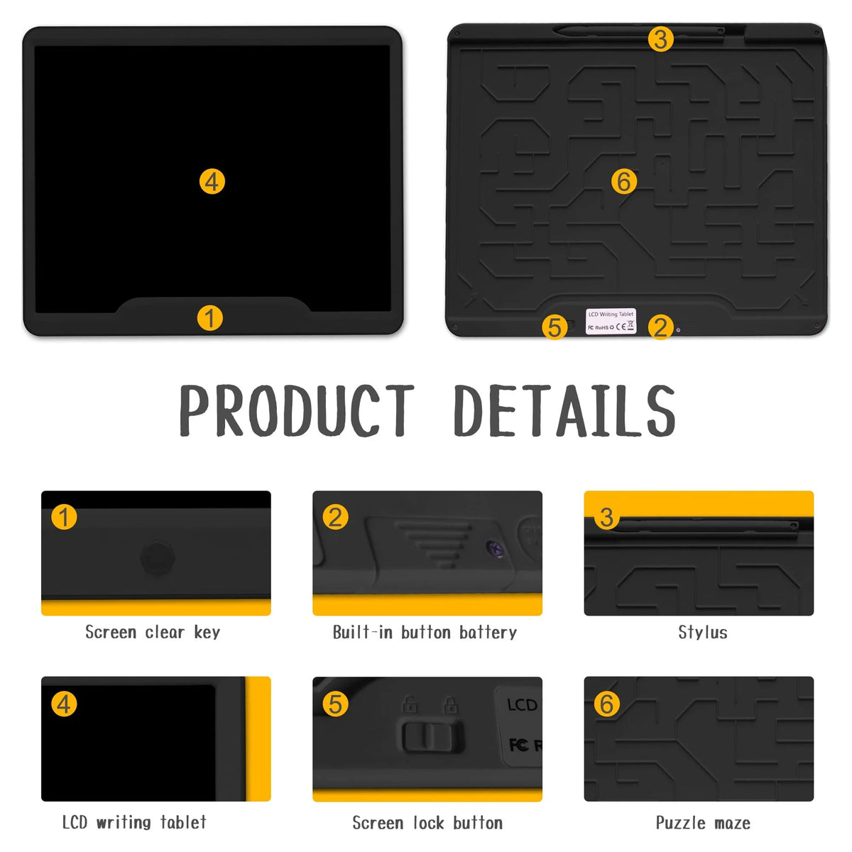 15 Inch LCD Writing Tablet Black Y933