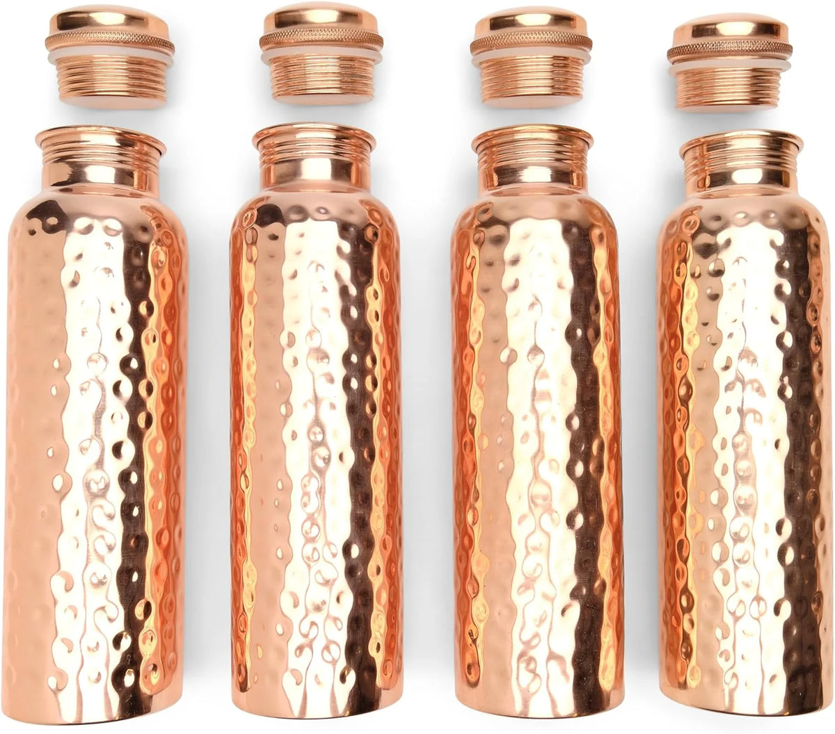 Hammered Copper Water Bottle Set of 4 K766