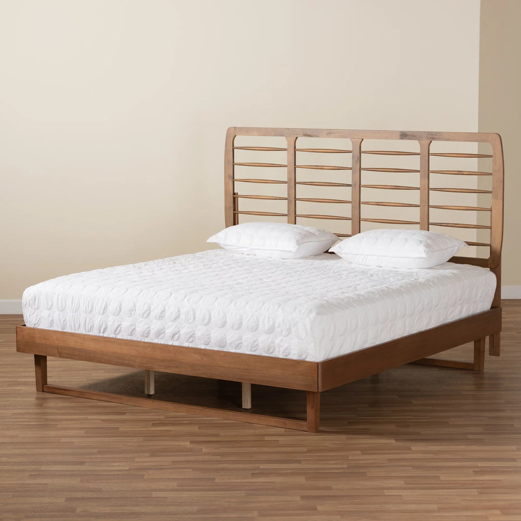 King Walnut Brown Engineered Wood Platform Bed U198152