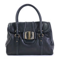 Pre-Owned Black Leather Handbag X763