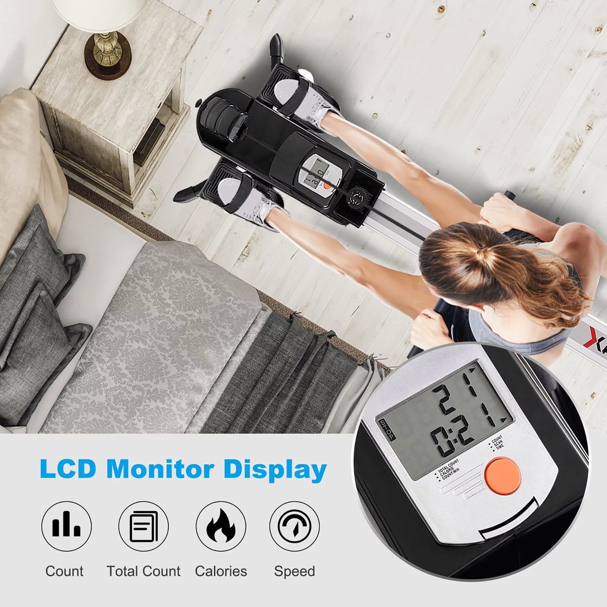 Magnetic Rowing Machine with LCD Display and Adjustable Resistance N244