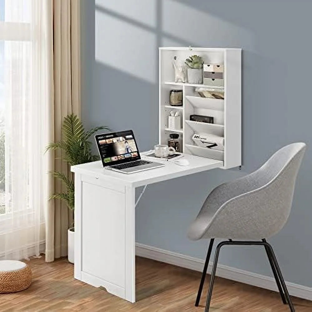 Wall Mounted Folding Desk with Adjustable Shelves T723