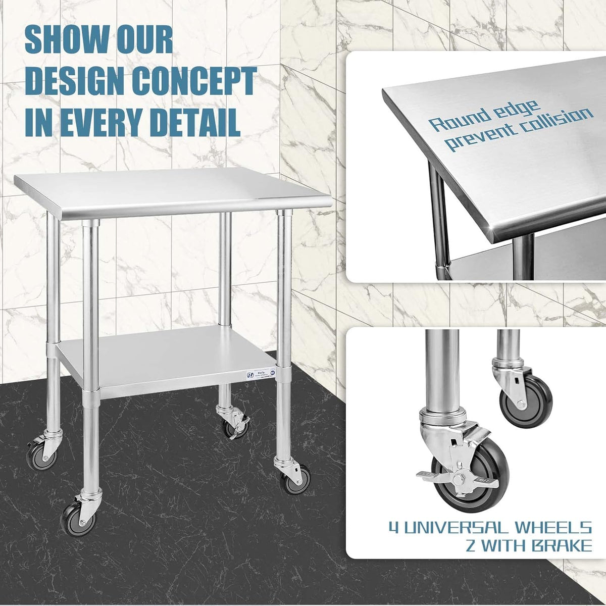 Stainless Steel Table 24 x 30 Inches with Caster Wheels C212496
