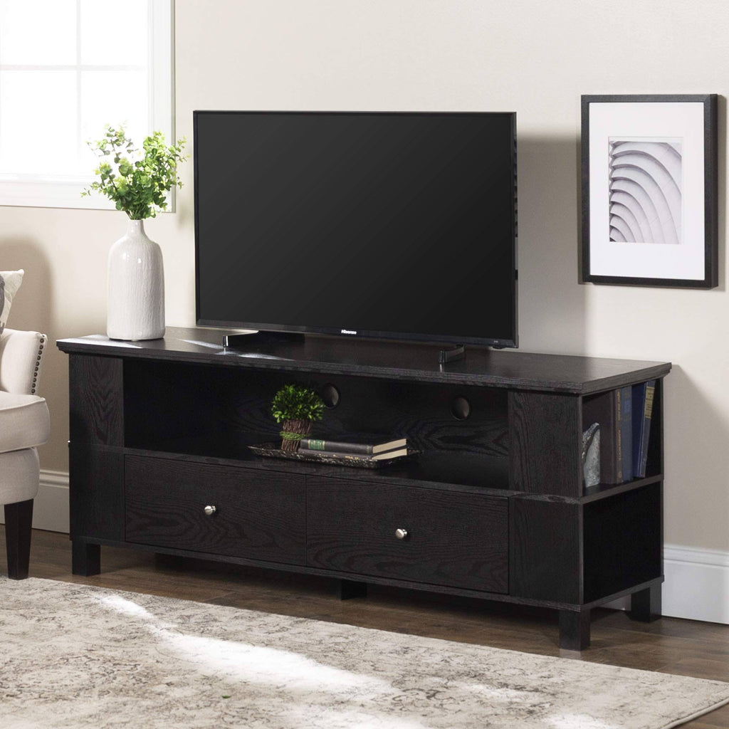 Black Wood TV Console with Storage N885195