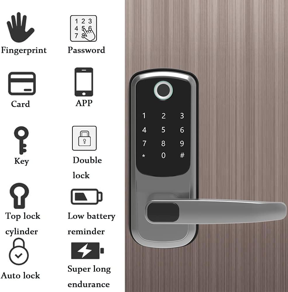 5-in-1 Smart Door Lock with Reversible Handle O1483