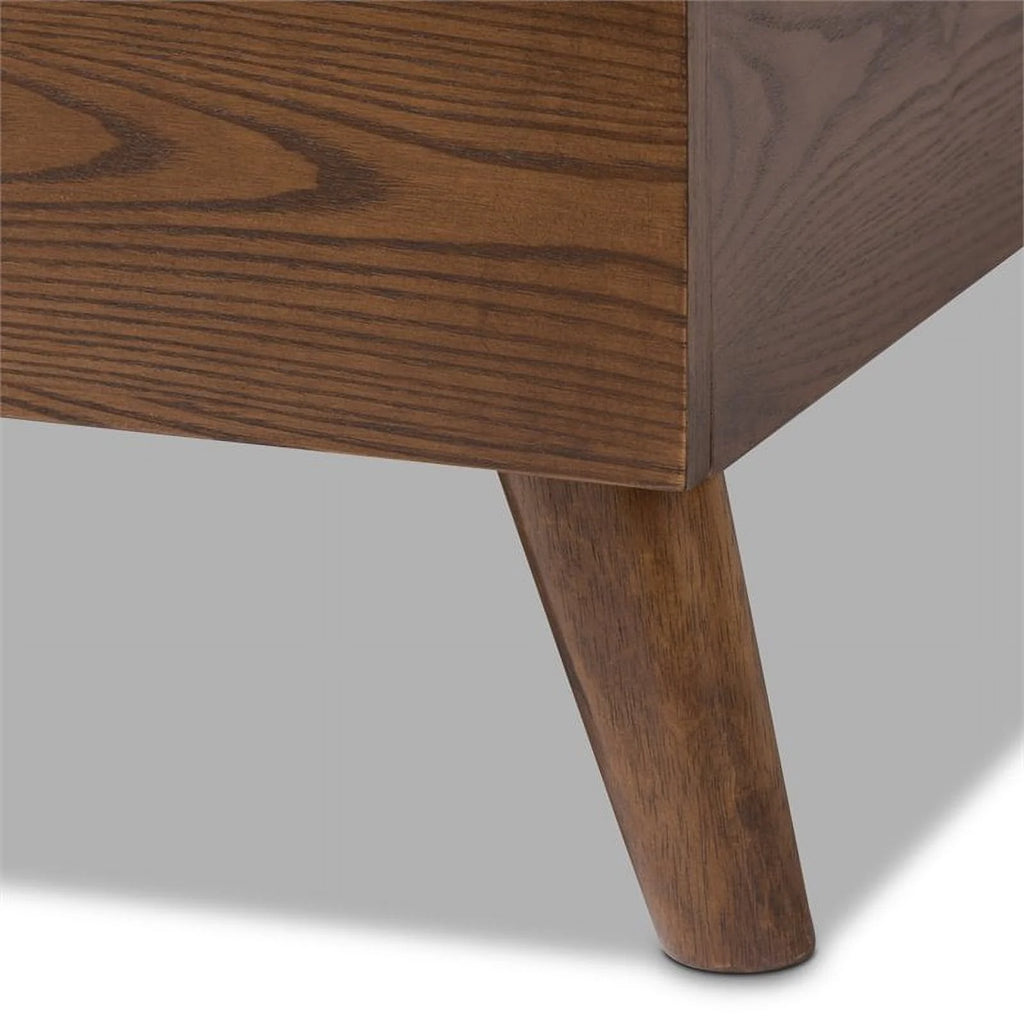 Mid-Century Wood Tufted Platform Bed, King, Beige/Brown I1741