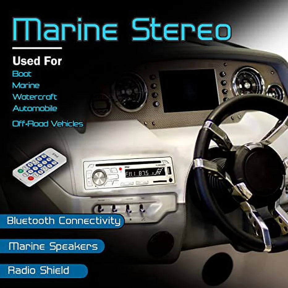 White Marine Bluetooth Stereo Receiver & 6.5 Inch Speaker Pair F412