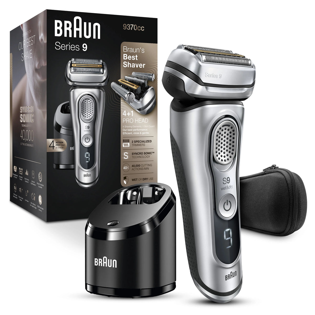 Wet Dry Rechargeable Electric Shaver with Clean Station B826