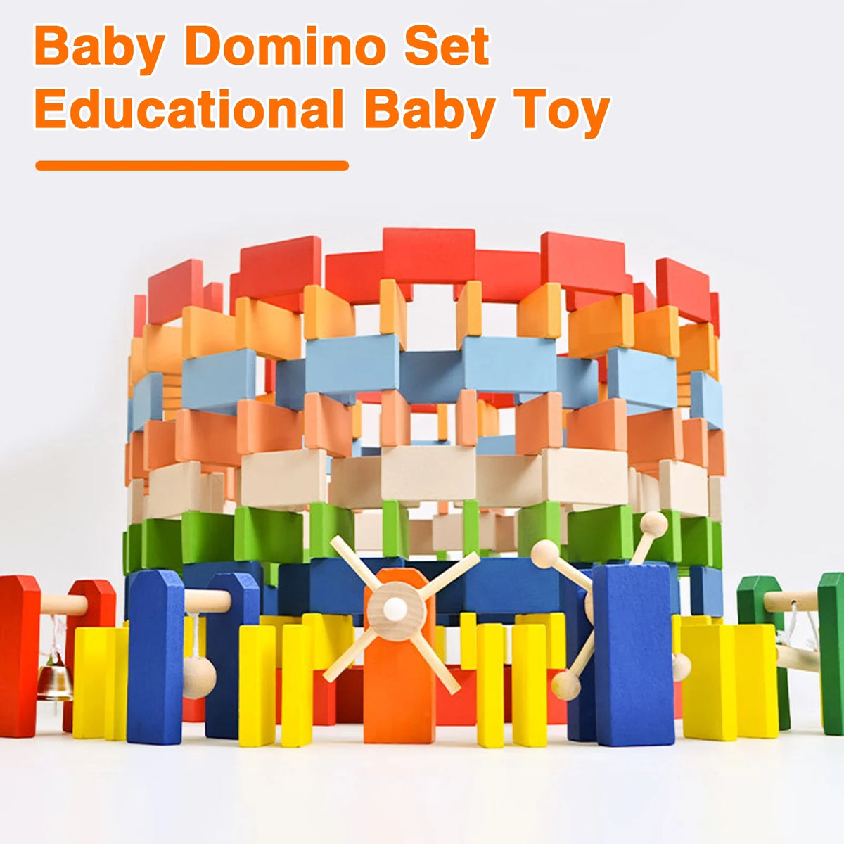 120Pcs Wooden Domino Building Block Kit A620452