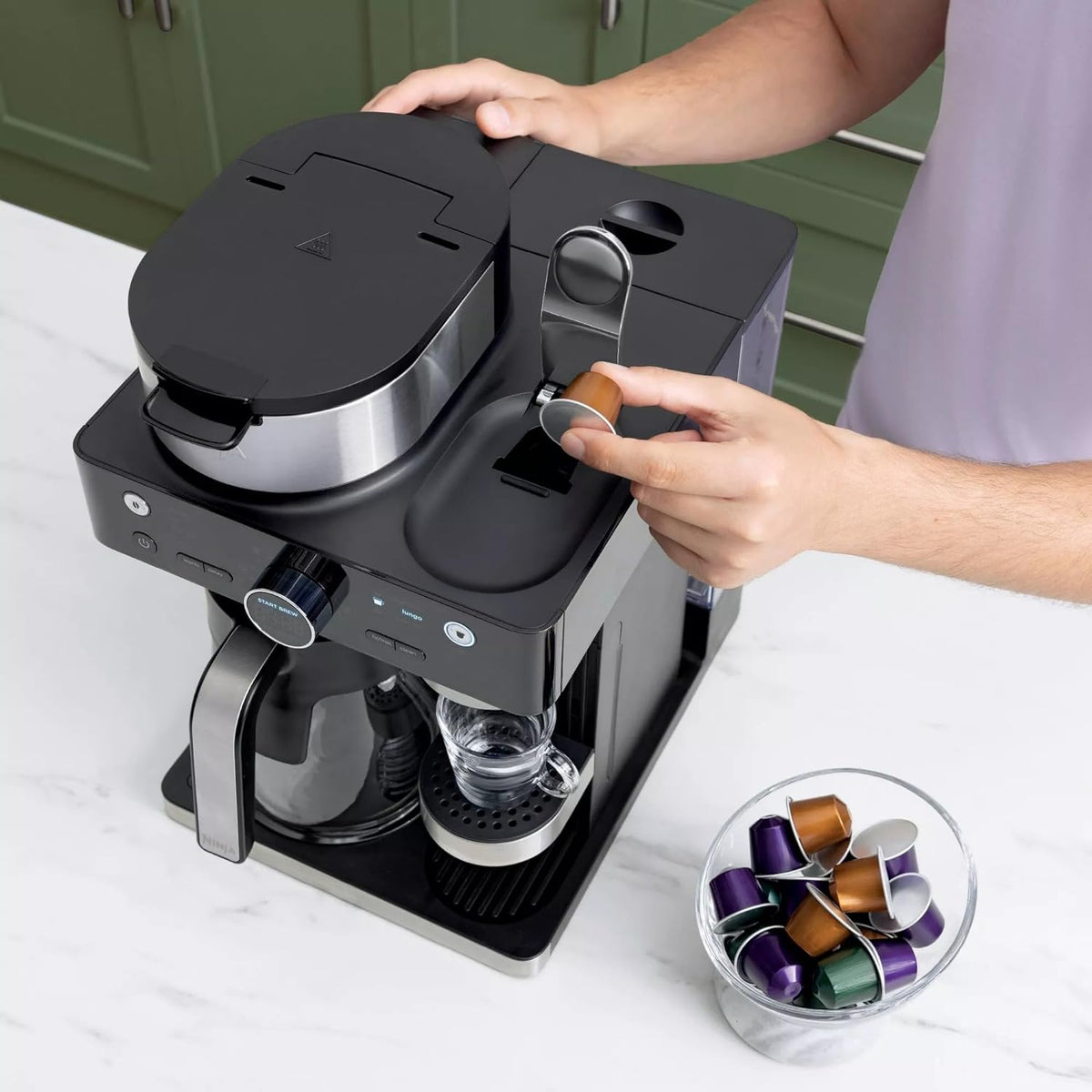 Espresso & Coffee Barista System, Single-Serve Coffee & Nespresso Capsule Compatible, 12-Cup Carafe, Built-in Frother H5677