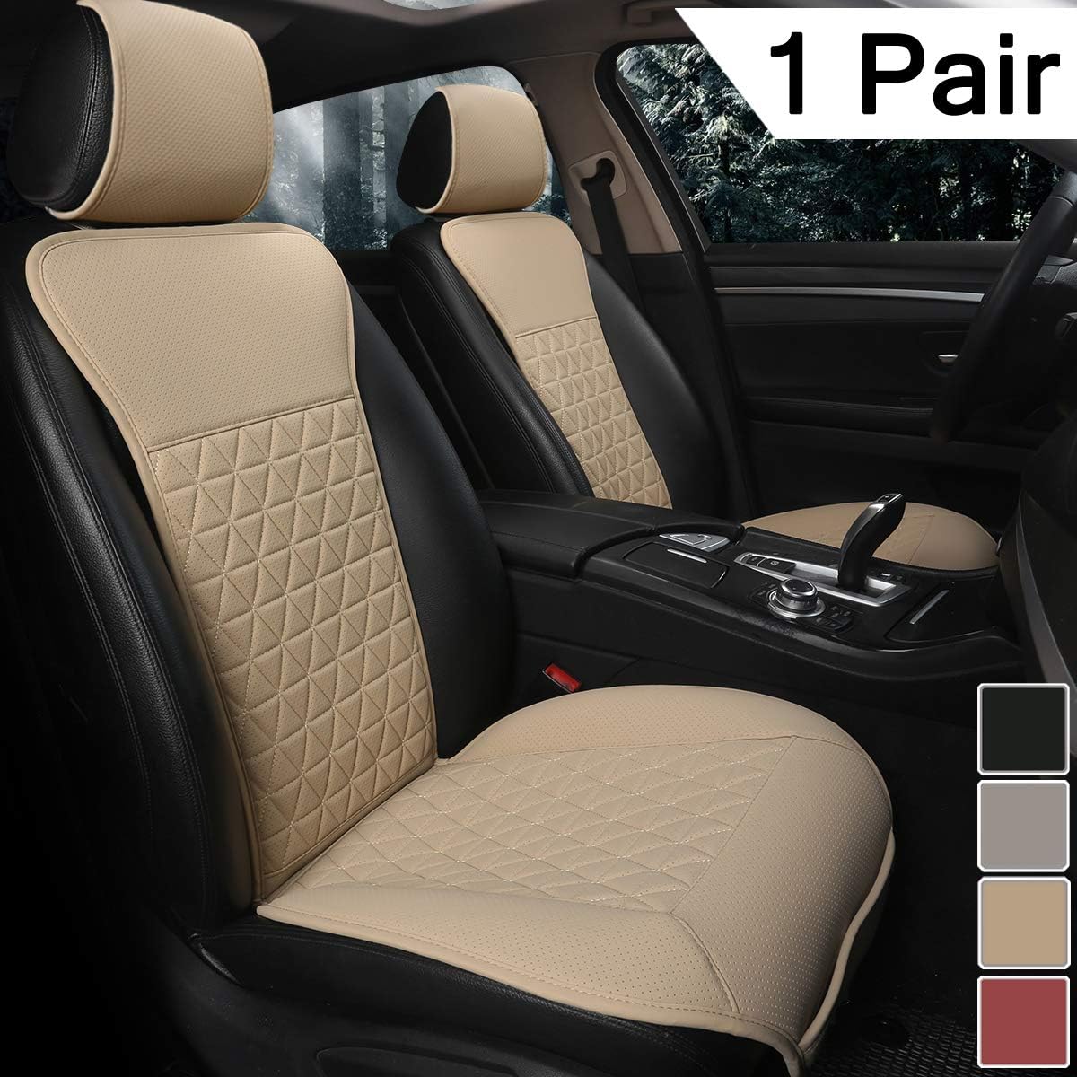 Wine Red Pack of 2 PU Car Seat Covers K5325