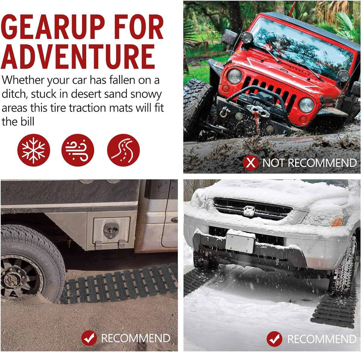 Tire Traction Mats Portable Recovery Tracks 2 Pack W3801