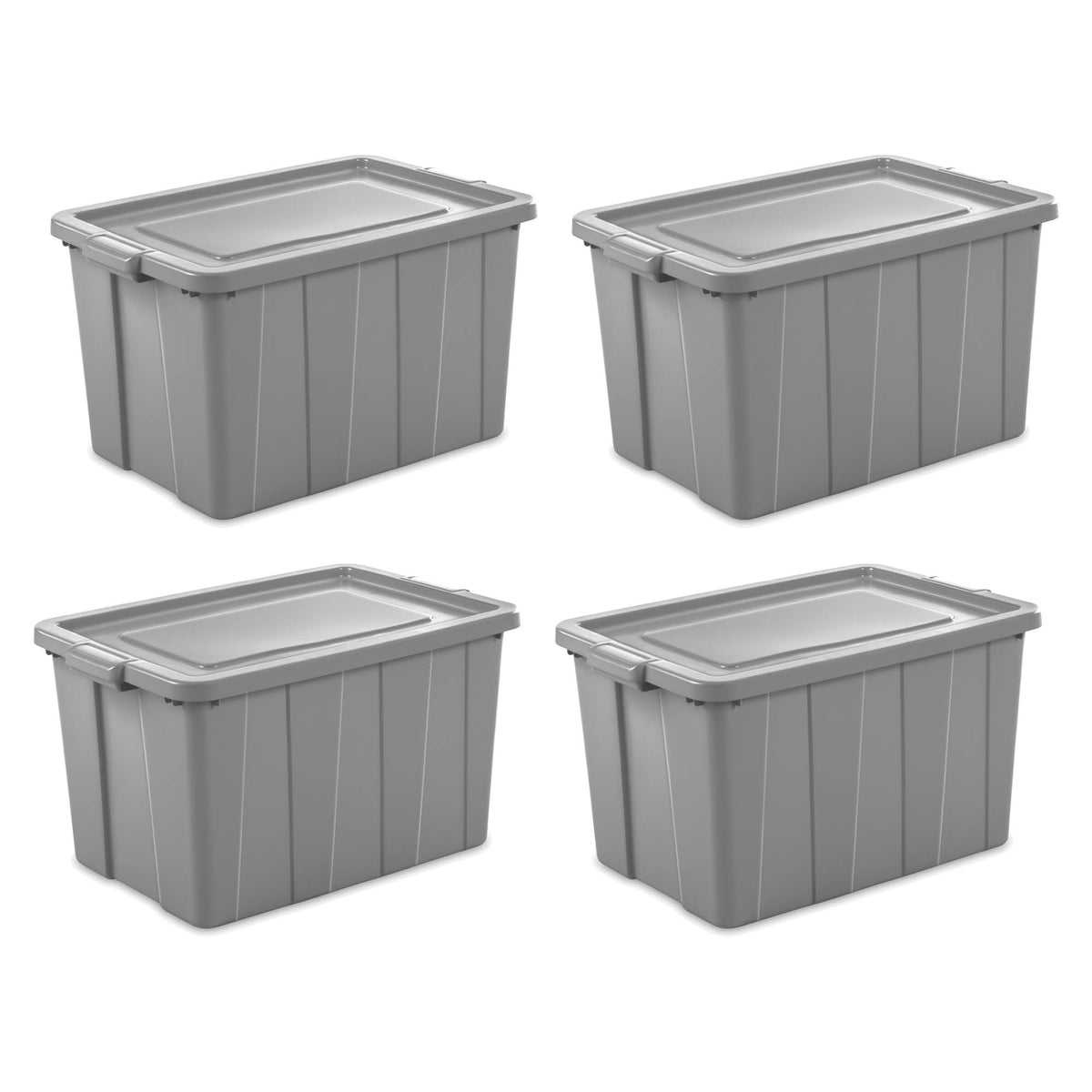 30 Gallon Plastic Storage Tote Bin with Lid 4 Pack L66450