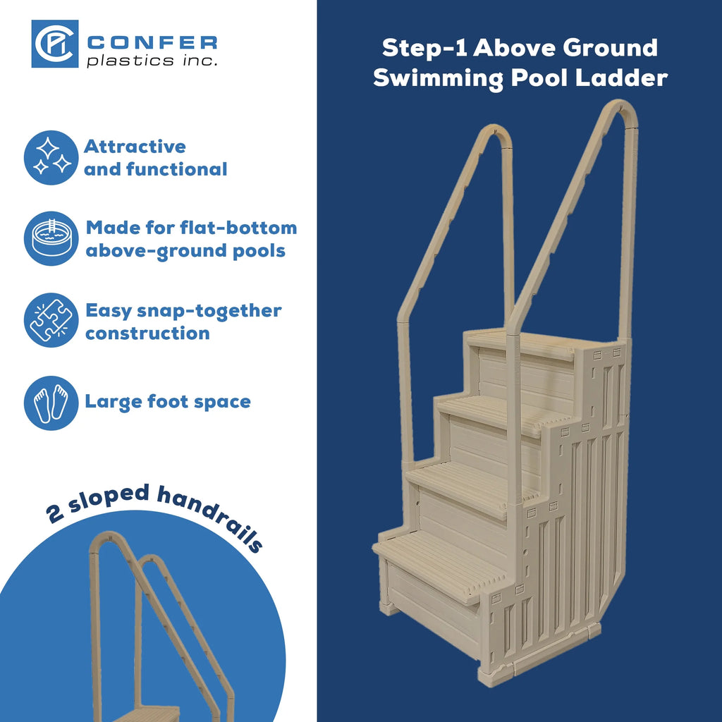 Above Ground Swimming Pool Ladder 4 Stair Step System Warm Gray L723940