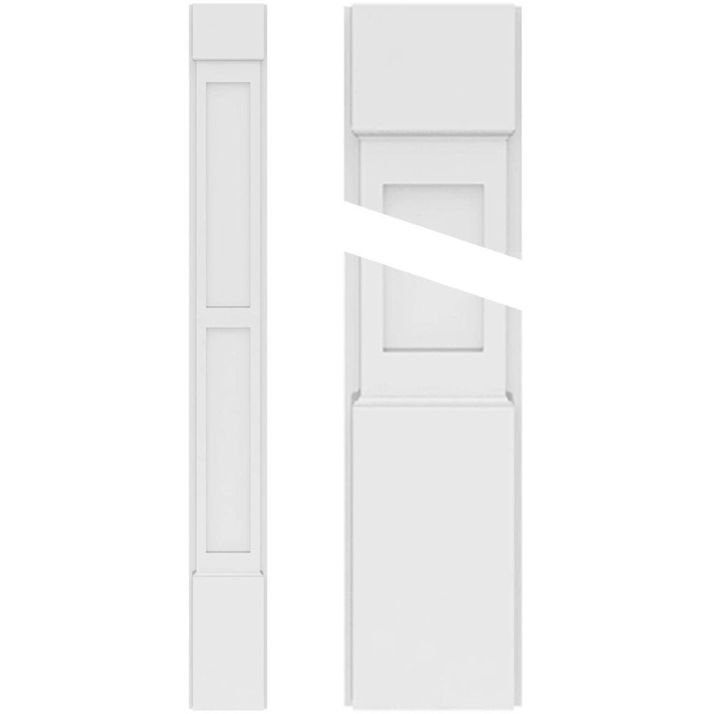 PVC Two Equal Flat Panel Pilaster with Capital & Base (Pair) Q6249