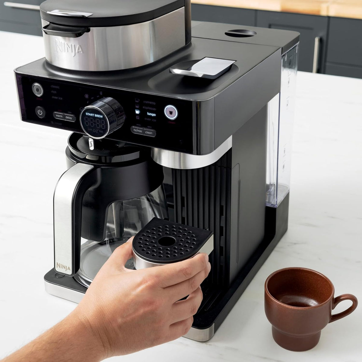 Espresso & Coffee Barista System, Single-Serve Coffee & Nespresso Capsule Compatible, 12-Cup Carafe, Built-in Frother H5677