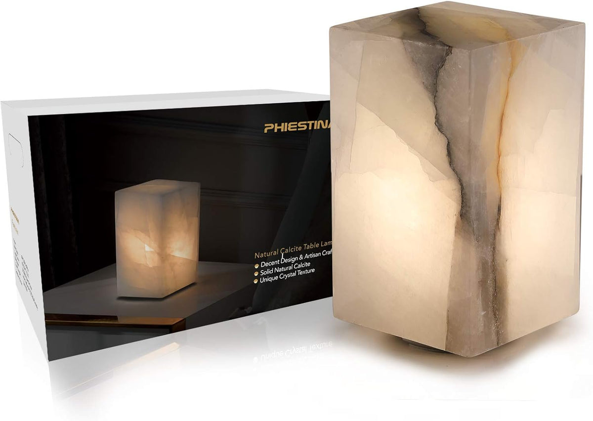 Handcrafted Calcite Dimmable LED Table Lamp O133895