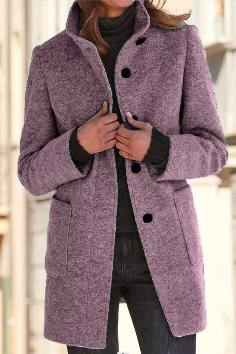 Solid Color Mandarin Collar Outerwear P52023