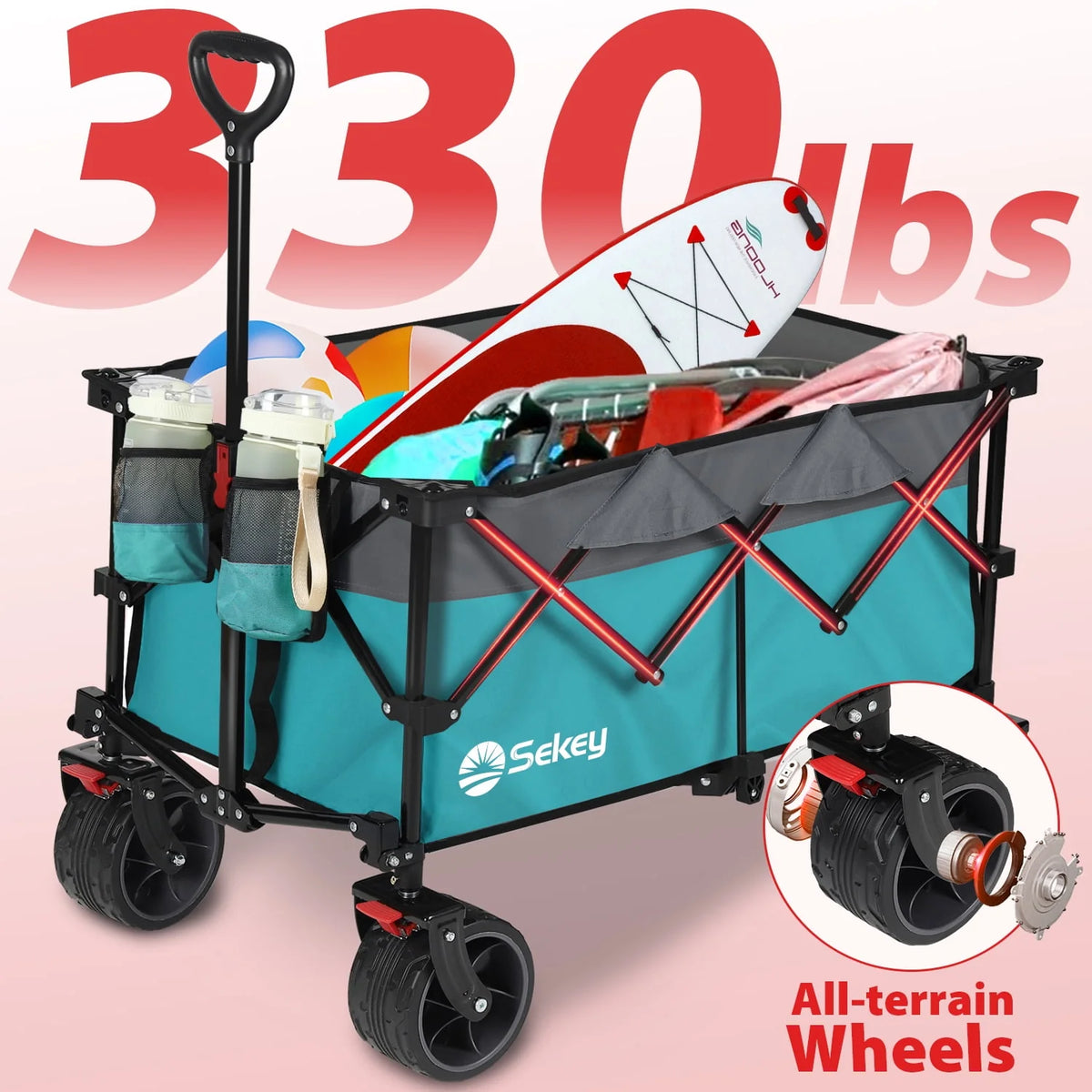 200L Heavy Duty Foldable Wagon with All-Terrain Wheels, Black G6496