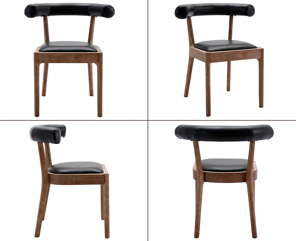 Black PU Upholstered Wooden Dining Chairs Set of 2 B9078