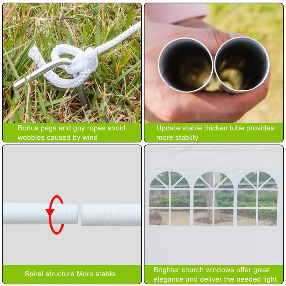 White Three Sides Waterproof Tent with Spiral Tubes I150