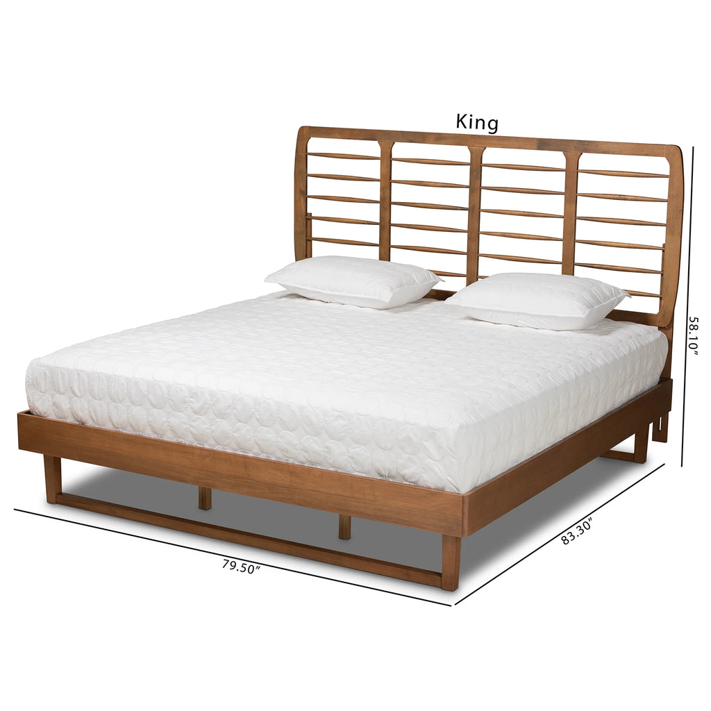 King Walnut Brown Engineered Wood Platform Bed U198152