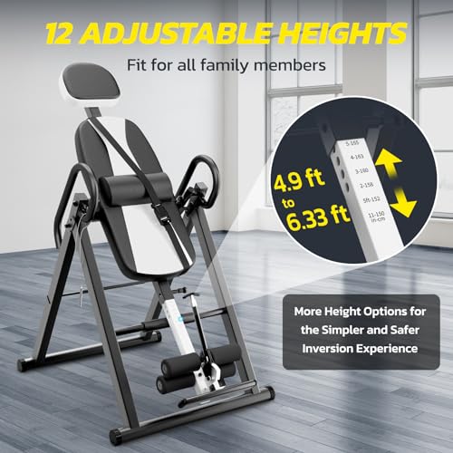 Heavy Duty Gravity Inversion Table 300 lbs Capacity with Adjustable Protective Belt O81005